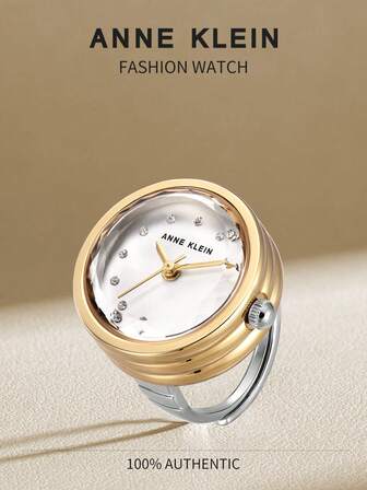 Anne Klein 女士多面水晶戒指石英表指环小号迷你手表，AK/5125RINGTT