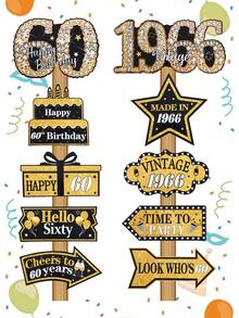 10 Stück Schwarz & Gold 60. Geburtstag Party Papier Schilder, 1966 Vintage 60. Geburtstag Party Schilder, 60. Geburtstag Party Hintergrund Dekorationen, Schwarz & Gold 60. Geburtstag Garten Schilder Dekoration, geeignet für Innen- & Außenbereich Geburtstags Party Dekoration, Schwarz & Gold Geburtstag Rasen Stäbe, 1966 60. Geburtstag Außen Garten Dekoration, 60. Geburtstag Party Dekorationen, Geburtstags Geschenk Party Favors - Black Gold 2026 Limited Edition 60. - Übersicht 9