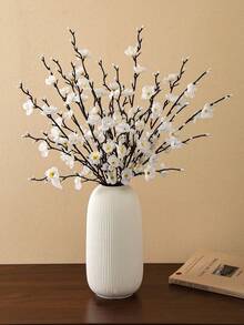 2 peças/1 peça Flor de Ameixa Branca Artificial, 21.7 Polegadas, Flor de Plástico com Haste Longa Doce para Decoração de Casa, Hotel, Escritório, Casamento, Festa, Jardim, Inverno