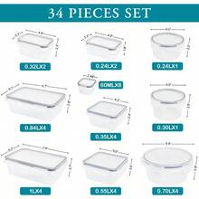 34Pcs Food Storage Containers Set With Lids Leak Proof Meal Prep Plastic Container Set For Microwave Oven Freezer And Dishwasher
