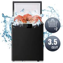 WANAI 3.5 CU.FT. Refrigerator With Digital Control, Compact Fridge With 2 Baskets, Free Standing Top Open Door Deep Freezer, Black - US A Type Plug(110-127V) - View 2