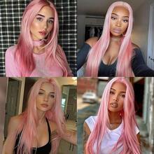 GSYY Long Straig Wig Nthetic Long Wigs For Wen Colay Wig For Fashion Wen 28inch Pink - 粉色 - 查看 2
