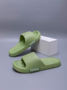 EVA Men's Casual Slippers, Soft & Comfortable, Embossed Design, Anti-Slip & Durable, Minimalist Rhombus Pattern, Summer Beach Sandals, Outdoor Flip Flops - Green - View 4