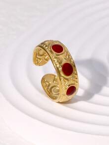 3件套 时尚法式复古优雅镀层不锈钢几何开口戒指，可调节尺寸，适合女性日常、派对、约会佩戴