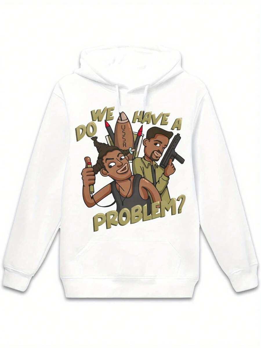 Sudadera con Capucha Impresa Fashion Threater, Sudadera de Estilo Callejero, Sudadera de Cuello Redondo, Ultra Suave, Transpirable, Sudadera Casual para Todas las Estaciones, Adecuada para Uso Diario y Salidas Casuales - Blanco - Ver 1