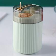 1 Self-Popping Toothpick Dispenser With Gold Trim - Stylish White And Black Design, Durable Plastic Kitchen And Dining Accessories, No Power Required, Perfect For Christmas Decorations Or Everyday Use, Toothpick Holder