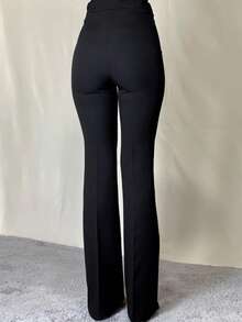 Essentials/Bicas Elegant Casual Commute Slim High Waist Pocket Fashionable Chic Women Pants - Black - View 3