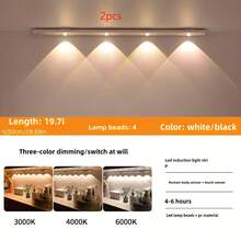 1pc Smart Led Body Sensing Light Ultra-Thin Cat Eye Hill Light Strip Motion Sensor Backlight Ultra-Thin USB Charging Cabinet Light 3 Lighting Modes Continuous Dimming Cabinet Bottom Light For Wardrobe Wine Cabinet Cabinet Stairs Can Be Attached Anywhere 1 Smart Led Body Sensing Light