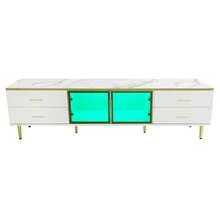 Modern TV Stand With Black And Wood Design – Spacious Storage Space, Robust Construction - White - View 3