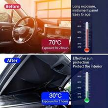 One UV Protection Windshield Sun Shade - Vehicle Front Windshield Visor With Seamless Opaque Insulation For A Wide Range Of Vehicle Models - Black - View 4