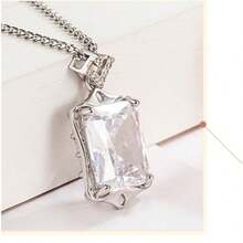 Collier pendentif en argent sterling 925 avec zircone, convient pour un port quotidien et comme cadeau - Blanc - Voir 7