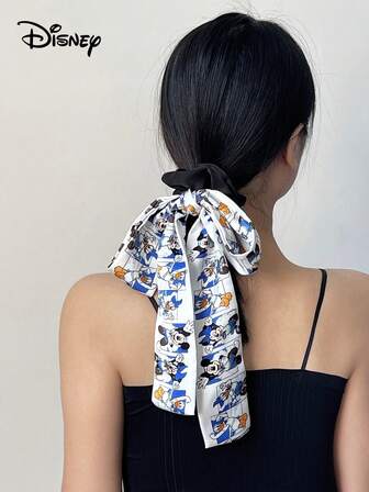 Disney 1pc Genuine Minnie, Mickey, Daisy, Decorative Hair Scrunchie With 119cm Long Ribbon, Sweet Scarf Ponytail Holder, Multifunctional Detachable Neck Tie, High-End Hair Accessory Hair Ties ,Scrunchy Hair Ties