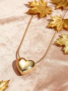 1件优雅金色心形吊坠项链，适合女孩参加派对佩戴，或作为母亲节礼物、情人节约会饰品。 - 均碼 - 查看 4