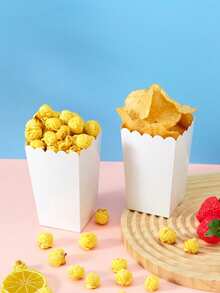 50/5pcs White Popcorn Boxes, Popcorn Containers, Popcorn Paper Boxes, French Fry Boxes, Suitable For Birthday Party Decorations And Snack Boxes For Home, Lunch Box, Bakery, Burger Restaurant, Applicable For Party, Picnic, Movie Party, Birthday - White - View 5