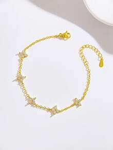 Newsoul 925 Sterling Silver Women's Bracelet Necklace Set, Exquisite Jewelry Suitable For Wedding, Engagement, Daily Wear Or Dates - Yellow Gold - View 5