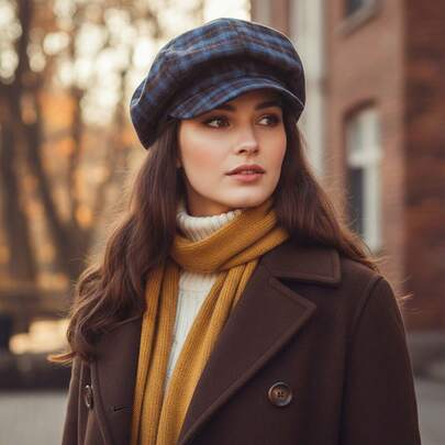 Boinas a cuadros para mujer, gorras de vendedor de periódicos clásicas, versátiles y de moda para la vida diaria y las vacaciones.