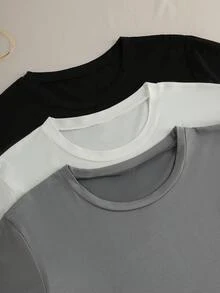 3pcs Women Comfortable Pajama Sets: Short Sleeve Round Neck Top And Loose Shorts - Easy Care, Drawstring, Knitted Fabric, Suitable For Spring/Summer Sportswear And Outdoor, Great For Summer Nights And Leisure Days, Lounge Outfit