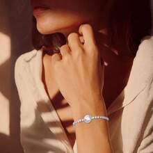 Pulsera tipo tenis ajustable para mujer de plata 925 con charm redondo de circonia cúbica - joyería elegante para regalo de cumpleaños, Navidad, Día de las Madres, aniversario o graduación - 1 - Ver 6