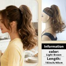 16英寸/18英寸/20英寸爪夹式马尾辫，长款波浪卷合成发马尾辫接发，蓬松夹式马尾辫，增加头发丰盈度 - 彩色 - 查看 19