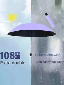 Large 12 Ribs Black Windproof Waterproof Folding Umbrella For Business Men's & Women's Travel, Reinforcement Umbrella For Both Rainy And Sunny Day For Windproof Travel Umbrella, Aluminum Shaft, Auto-Black, Lightweight, Strong UV Protection, Foldable, Compact, Portable, Auto Open, Rainproof, Sunshade