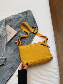 Damen neue Mode vielseitige Nylon Umhängetasche, leichte wasserdichte dumpling-förmige 3-Lagen kleine Umhängetasche, stilvolle tägliche Pendler Umhängetasche Handytasche