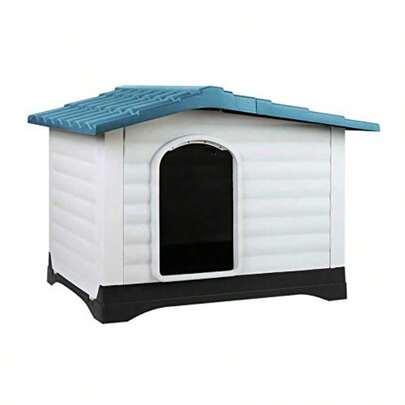 I.Pet Dog Kennel House Extra Large Kennels Portable Plastic Pet Puppy Houses Crate Cabin Outdoor Indoor Garden Pets Furniture 2 Door XXL Durable Heavy Duty Blue