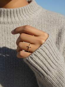 1 pieza Anillo de cruz de plata de ley 925 minimalista y único, regalo de joyería exquisita para mujeres - Anillo cruzado - Ver 2