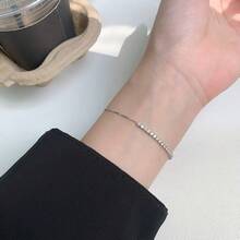 1 pieza Pulsera de cadena con cristal de 2mm incrustado en plata de ley 925, accesorio de joyería elegante y personalizado adecuado para uso en fiestas de mujeres