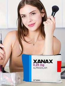 1pc Leksal Xanax By Leksal Medication Storage Bag - 0.5mg Alprazolam Tablet Organizer With Secure Zipper Closure, Makeup Bag, Pattern Printed Bag Storage Bag,Cosmetic Pouch For Small Items Storage,Storage Bag, Makeup Storage Bag, Toiletry Bag Make Up Bag Makeup Pouch Cosmetic Bag Wash Bag Travel Essential Cruise Essentials Vacation Essentials For Men Women