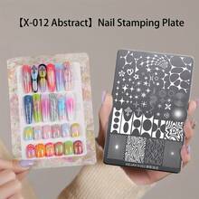 XEIJAYI 1pc Premium Steel Nail Stamping Templates - Delicate Lines & Reusable Design For Nail Art Lovers