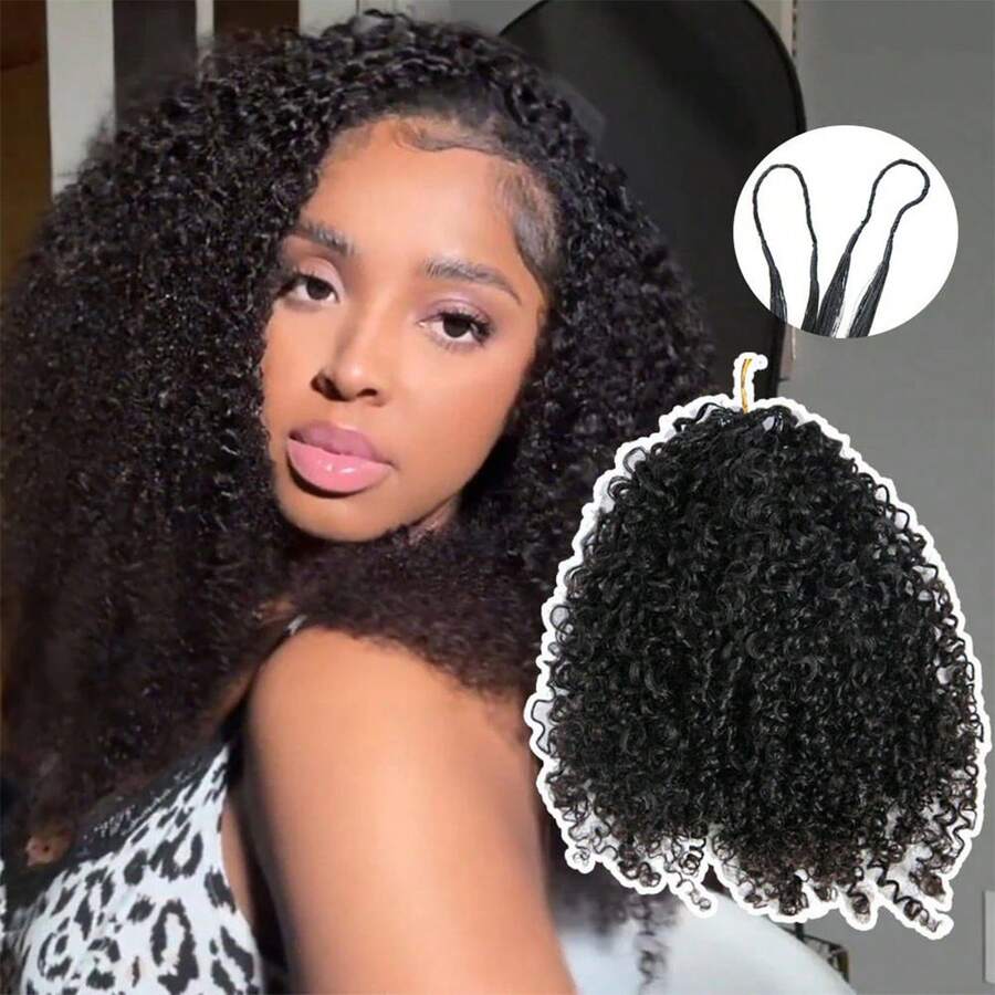 EAYON HAIR Tight Curly Crochet Human Hair Extension Pre-Seperated Human Crochet Hair Natural Color 14-22 Inch 50 Strands - Natural Black - View 1