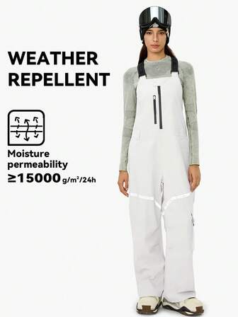 VECTOR MOTION GLOW Classic Straight Ski Bib Pants, Unisex, Elastic, Waterproof, Abrasion-Resistant, Windproof, Breathable, Cold-Resistant, For Single/Double Board Skiing