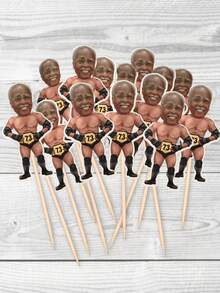 10/25/50/100/150pcs Cupcake Decorating, Fitness-Themed Cake Decorating, Muscular Warrior Wrestler Cake Hats, Bodybuilding Boxing Fighting Birthday Party Supplies, Personalized Tough Guy Gifts, Children's Boy Hero-Themed Birthday Party Gifts, Personalized Team Anniversary Gifts