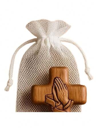 Cruz de resina de bolsillo con bolsa de malla, regalo religioso de relajación de dedos, regalo de la iglesia cristiana, tarjeta de bolsillo de cruz de oración 3D, ¡empaque de regalo para dar a sus seres queridos!