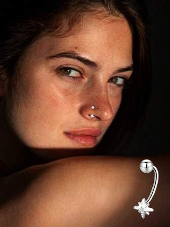 Single S925 Sterling Silver Octagonal Nose Ring/Star Nose Nail,Nose Piercing Jewelry,Suitable For Women's Daily Wear,Fashion Personalized Party Gift