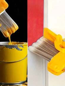 Multifunctional Brush Set For Painting Edges, 1 Battery-Free Manual Painting Tool, Handheld Plastic Brush With Wooden Handle For Walls, Ceilings, Window Frames And Narrow Surfaces - Multicolor - View 4