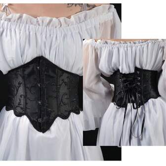 1件装女士短款4钩双面压花束腰带，适合宴会和派对场合