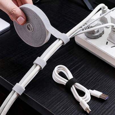 Rollo de cinta de gancho y bucle, bridas de cable reutilizables, bridas de cable de propósito múltiple para gestión de cables