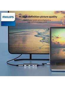 PHILIPS SWR1607G/93 全能辦公室Type-C擴充座 4合1 HDMI投影機 USB3.0資料介面 華為蘋果手機筆記型電腦通用轉換器 - 太空灰 - 查看 5
