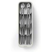 Organizador de cajón de cubiertos de plástico TYUI DrawerStore, compacto y de varios niveles, para la cocina, se desmonta para una fácil limpieza - Gris - Ver 2