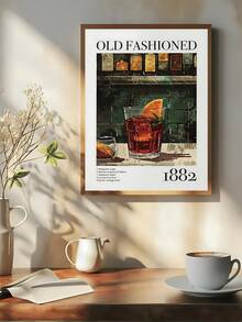 1 pieza Impresión artística de receta de cóctel Manhattan vintage para carrito de bar, impresión de receta de cóctel Old Fashioned, arte de pared de carrito de bar vintage, decoración de dormitorio, decoración de sala de estar, decoración de cocina, decoración de dormitorio, regalo ideal para amigos, arte de pared, decoración de pared, decoración del hogar, decoración de habitación, arte de pared en lienzo, carteles, arte de pared con marco, marco opcional - Multicolor - Ver 3