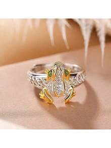 新款韩式复古铜币青蛙福气戒指，独特的个性化礼物，双色青蛙戒指，时尚男女通用蓝色海豚承诺戒指，派对配饰，新年和情人节礼物