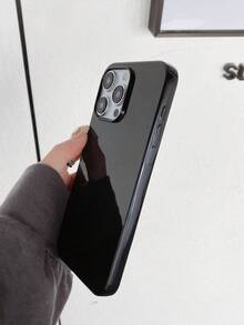 Simple Solid Color Soft Silicone Phone Case, Matte Black Color, Shock-Proof And Drop-Resistant, Compatible With IPhone 11/13/16/16 Pro Max/17/17 Pro Max And Galaxy Series, Suitable For Personal Use Or As A Gift - Black - View 5