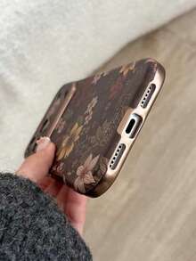 1 pieza Nuevo estuche de teléfono con diseño de flor de caléndula vintage compatible con Apple 17 Pro Max/16/15/14, protección de lente de cobertura total de alta gama, otoño/invierno