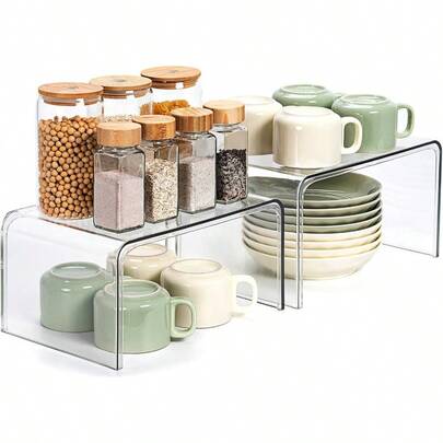 Clear Cabinet Organizer Shelf Organizer Set Of 2 For Kitchen Pantry Organizers And Stora Display Cabinet Shelf Room Decor Countertop De Shelves Patented Spice Organization For Cabinet