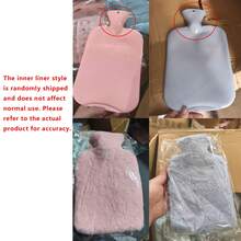 2025 New Hot Water Bag Water Filled Internet Celebrity High Beauty Warm Hand Treasure Warm Stomach Warm Bedding Portable Thick Explosion Proof Warm Bag, Available In Size, Inner Tank With Imitation Rabbit Fur Plush Coat - Pink Grey, Suitable As A Christmas Gift For Women And Men