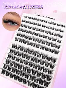 120 PCS C Curl Lash Clusters Of DIY Grafting Eyelashes 8/10/12/14/16mm Mixed Fox Eye Oblique Flying Style Single Cluster Eyelashes Suitable For Gatherings At Home Or Lovers Saving Time, Traveling, Photography, Music Festival Makeup - C - 查看 2