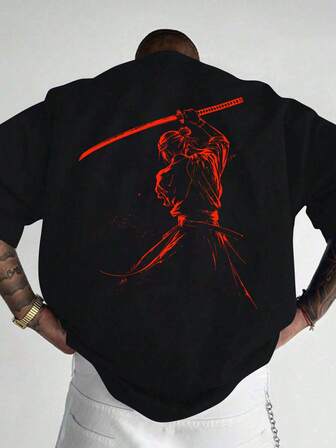 1 pieza Camiseta de manga corta holgada con estampado de moda para hombre | Diseño exquisito | Esencial de verano | Fácil de combinar, mostrando tu estilo