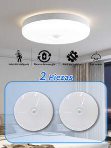 LED Ceiling Light With Motion Sensor 18W/12W, 6500K White Light Round Ceiling Lamp For Kitchen, Bathroom, Office, Porch, Garage - 2 Pieces - View 2