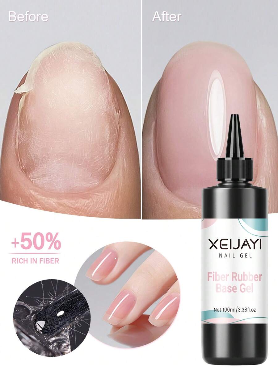 XEIJAYI 1瓶纤维橡胶底凝胶指甲油入门装，纯可卸免擦拭指甲油，适合居家美甲DIY